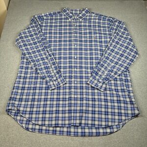 Ralph Lauren XLT Blue White Plaid Button-Down Shirt Big & Tall 100% Cotton